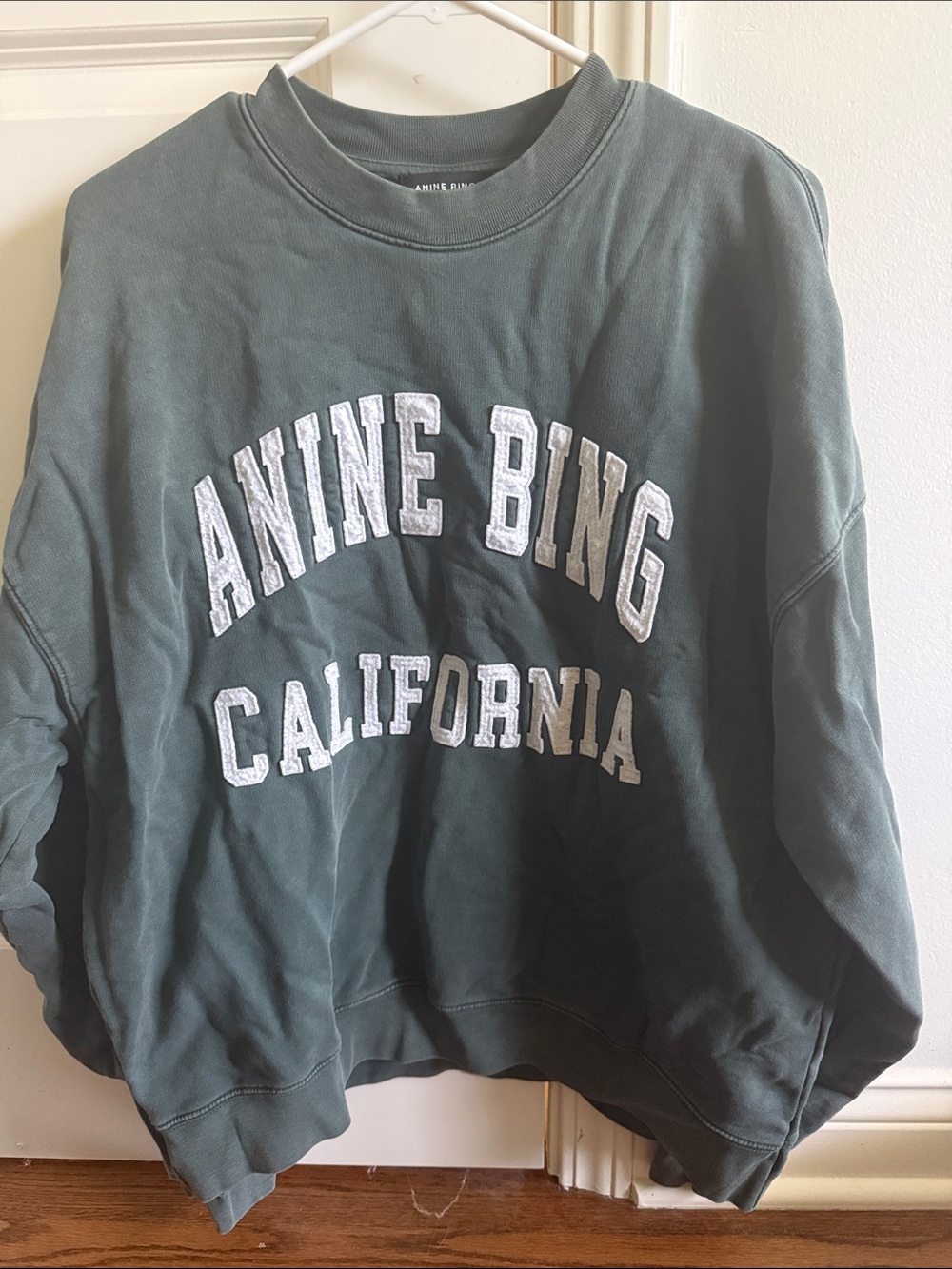 Anine Bing Miles Dark Green 'Anine Bing California' Crew Sweatshirt